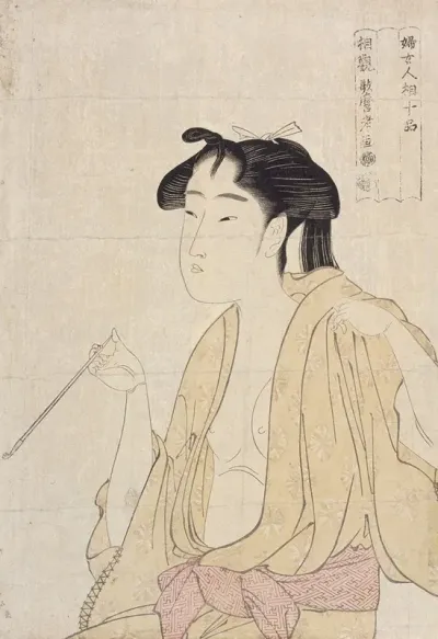 Woman Exhaling Smoke From A Pipe