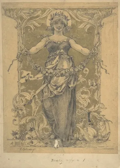 Woman Holding A Garland