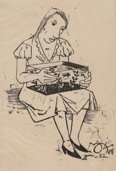Woman Holding An Aquarium On Her Lap