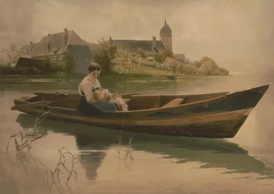 Woman Holding Infant In Rowboat