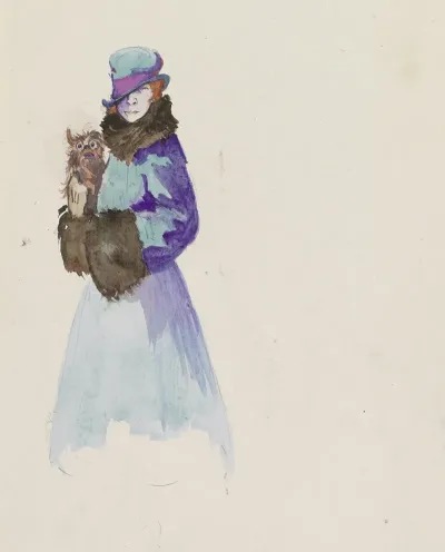 Woman In A Fur Trimmed Coat With A Dog In Her Arms