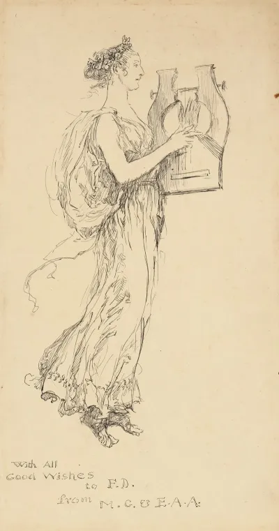 Woman In A Grecian Gown Playing A Lyre