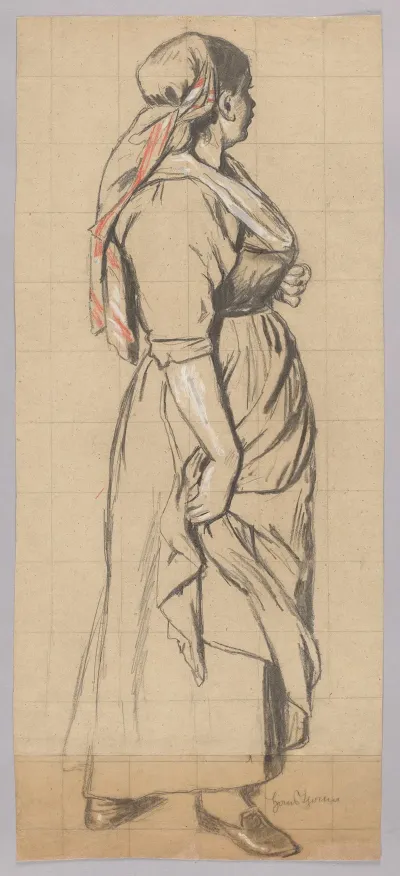 Woman In A Head Scarf Shown In Profile