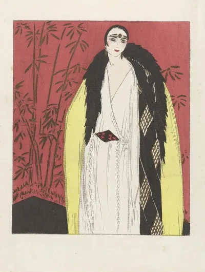 Woman In A Yellow Coat Trimmed With Fur