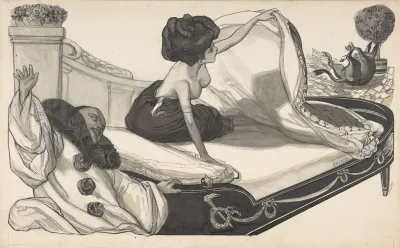 Woman In Bed Observing A Donkey