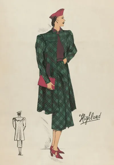 Woman In Checkered Long Coat And Dress