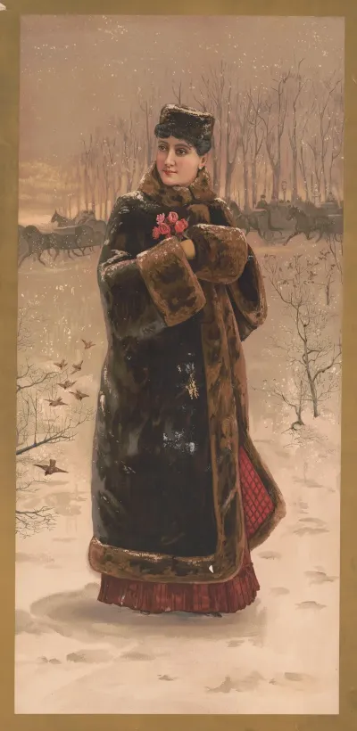 Woman In Fur Coat With Muff 2