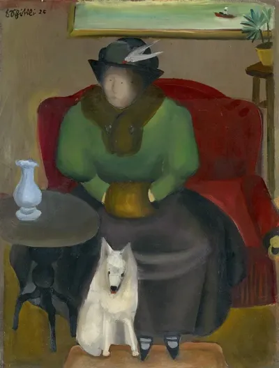 Woman In Fur With Dog