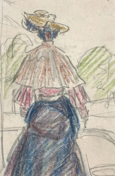 Woman In Landscape Seen From Behind