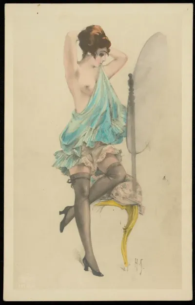 Woman In Negligee With A Mirror 2