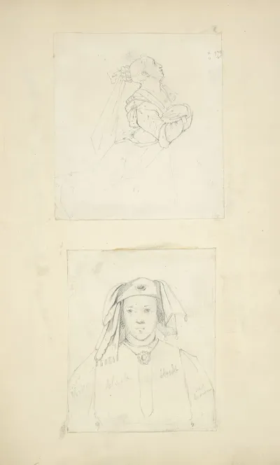 Woman In Profile Figure In Hat And Neck Ornament