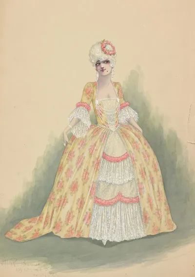 Woman In Yellow White And Pink Dress