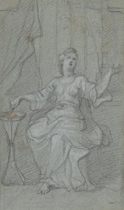Woman Lighting A Sacrificial Fire