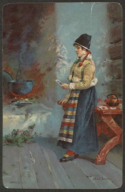 Woman Looking At A Portrait