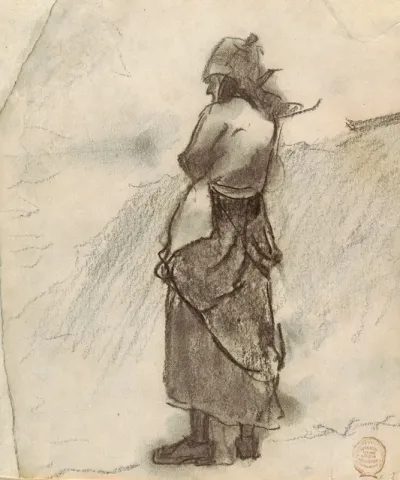 Woman Looking Out To Sea Cullercoats England