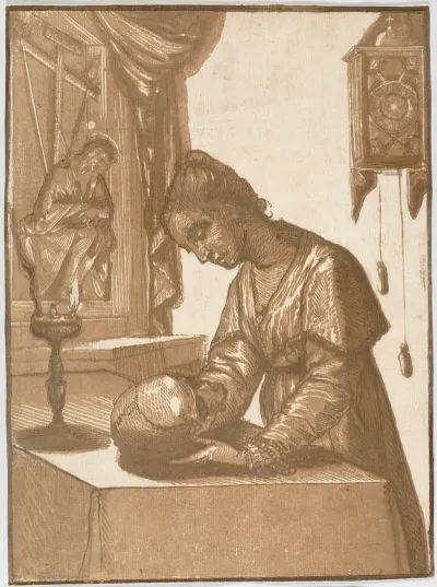 Woman Meditating On A Skull
