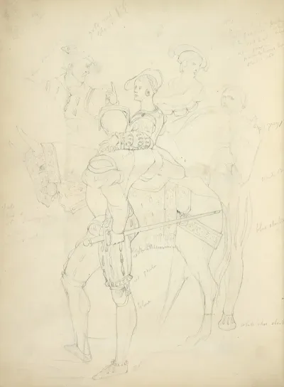 Woman On Horseback With Man Standing Beside Her With Arm Around Her Waist Views Of Their Heads