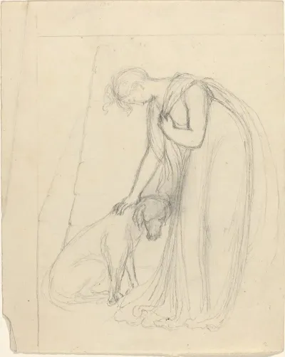 Woman Patting A Dog