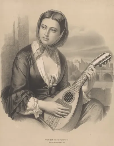 Woman Playing A Mandolin
