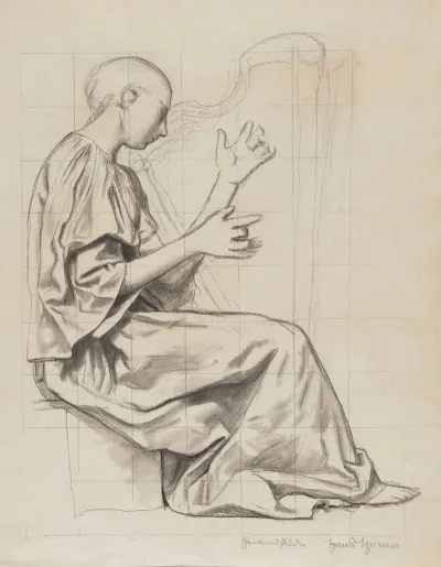 Woman Playing The Harp