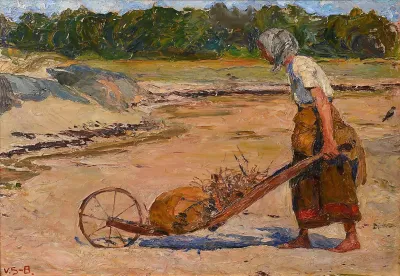 Woman Pushing A Cart