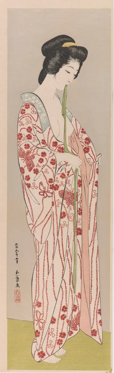 Woman Putting On An Undergarment
