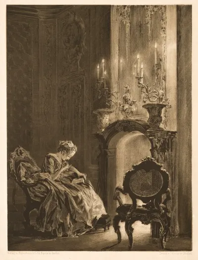 Woman Reading At The Fireside
