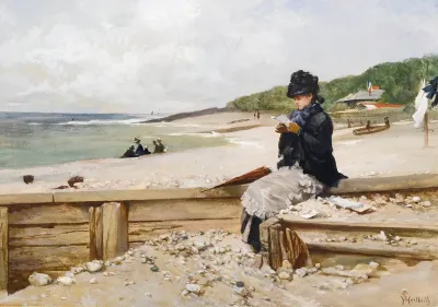 Woman Reading At The Seashore