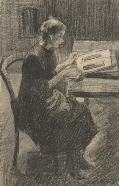 Woman Reading At The Table