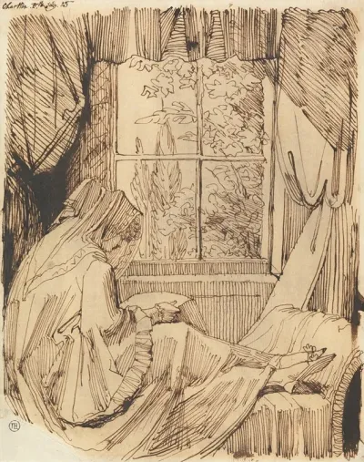 Woman Reading Seated Before A Window