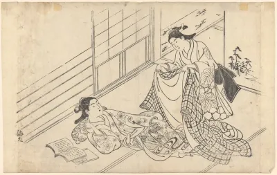 Woman Reclining Maid Covering With A Robe