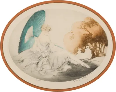 Woman Reclining With Parasol