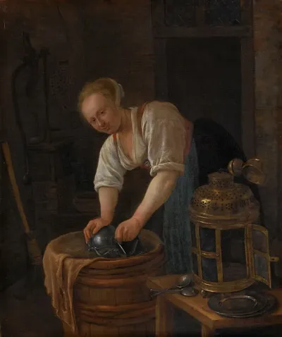 Woman Scouring Metalware