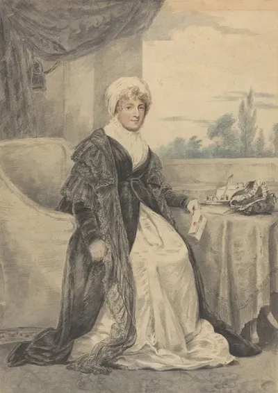Woman Seated At A Table Holding A Letter