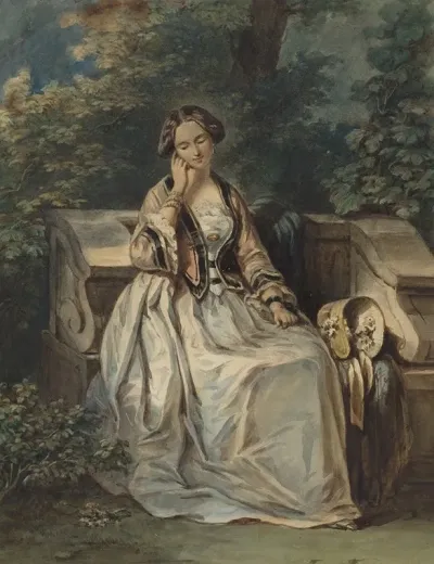 Woman Seated In A Bower