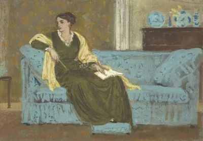 Woman Seated On A Sofa