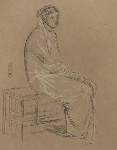 Woman Seated On Bench Wrapped In White Robe