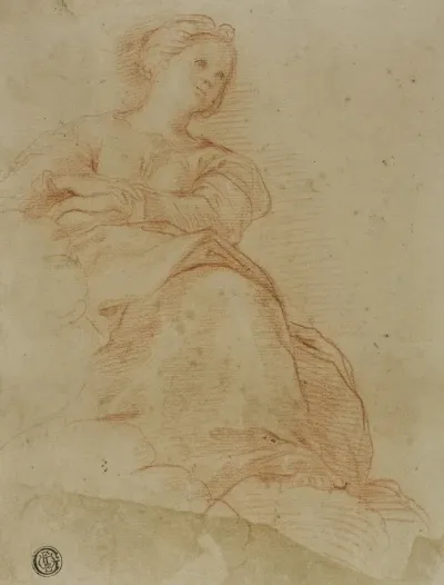 Woman Seated On Clouds