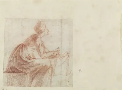 Woman Seated With A Piece Of Cloth Verso