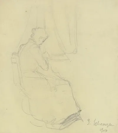 Woman Sewing At The Window