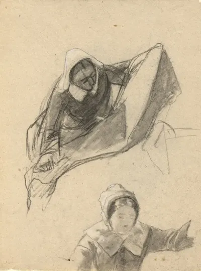 Woman Sketch For Signing Of The Compact In The Cabin Of The Mayflower