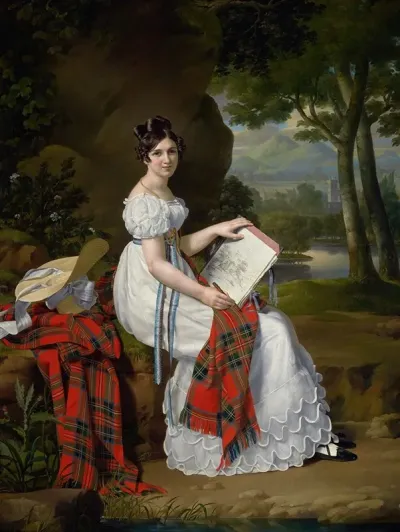 Woman Sketching In A Landscape