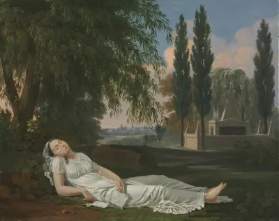 Woman Sleeping In A Landscape With A Letter