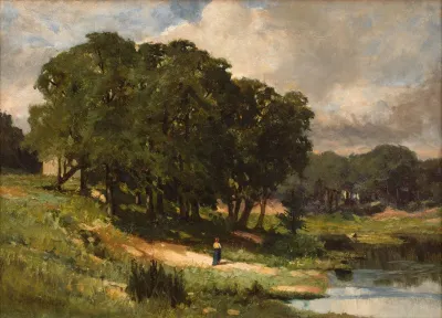 Woman Standing Near A Pond