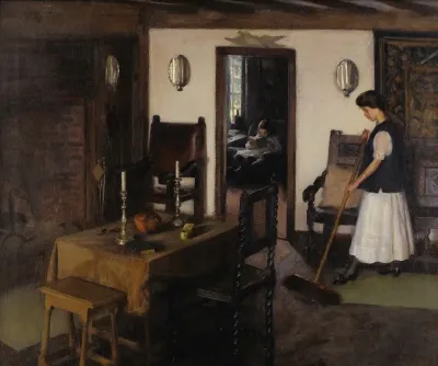 Woman Tidying The Kitchen