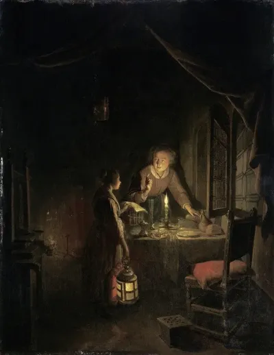 Woman Tidying The Supper Table