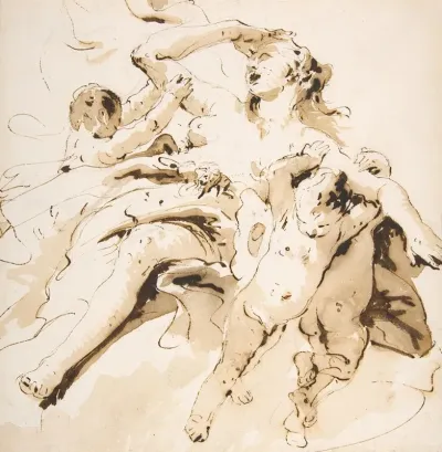 Woman Transported By Three Putti