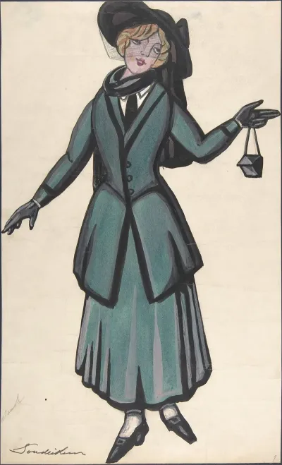 Woman Wearing A Blue Green Suit