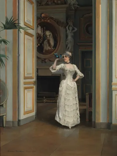 Woman With A Bird At The Castle Of Maison Laffitte