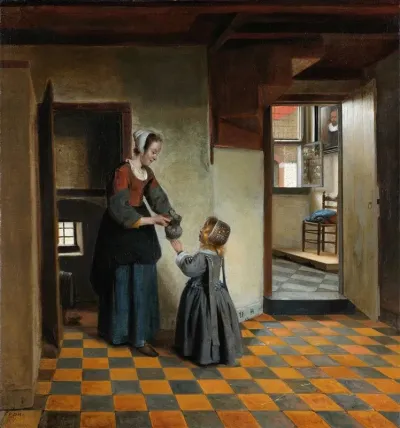 Woman With A Child In A Pantry